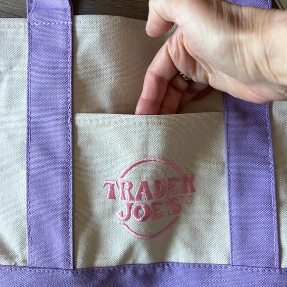 Trader Joe's Pastel Mini Canvas Tote Bags 2025 LIMITED EDITION NWT - Lavender - Picture 5 of 7